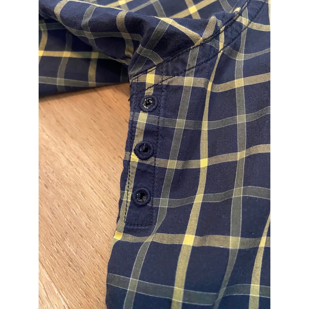 Victorinox Swiss Army Shirt XL Navy Blue Yellow Plaid S/S Cotton Utility Rugged - Picture 5 of 8